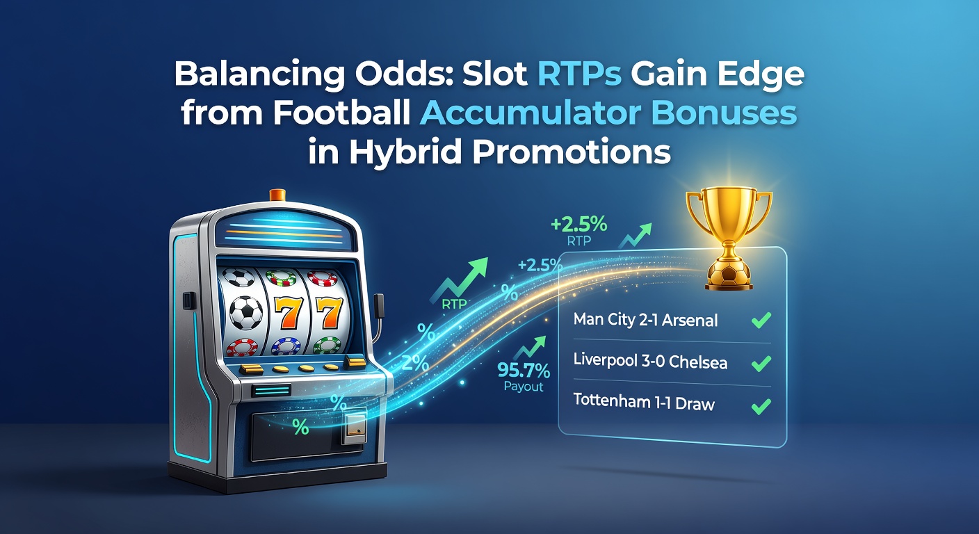 Visual representation of a slot machine reel aligning with a football accumulator bet slip, highlighting hybrid bonus integration