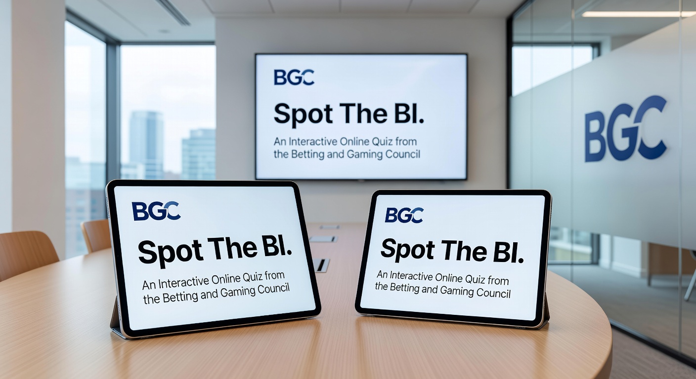 Close-up of a fake gambling site screenshot from the BGC quiz, with arrows pointing to missing licence and suspicious bonus claims