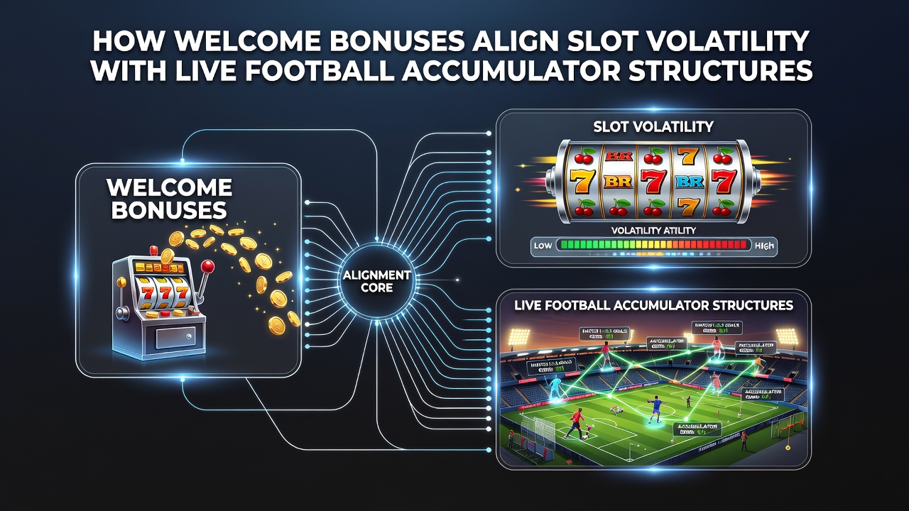 Screenshot of a hybrid betting interface displaying slot volatility filters alongside live football accumulator builder