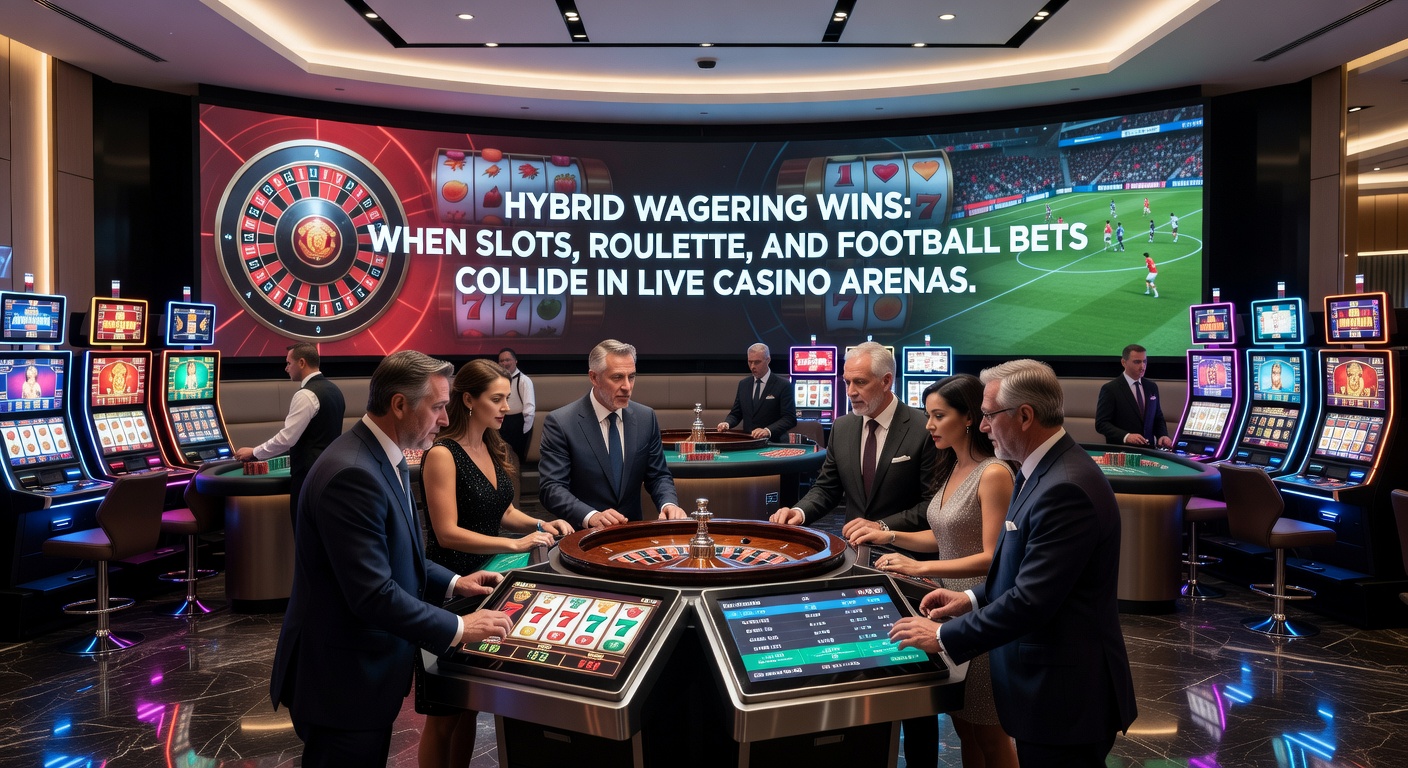 Close-up of a hybrid betting dashboard with live roulette table, active slot game, and scrolling soccer live odds