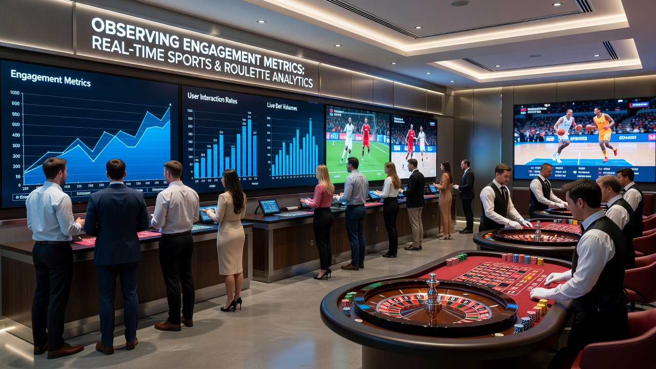 Dashboard displaying engagement metrics with roulette and sportsbook activity charts side by side