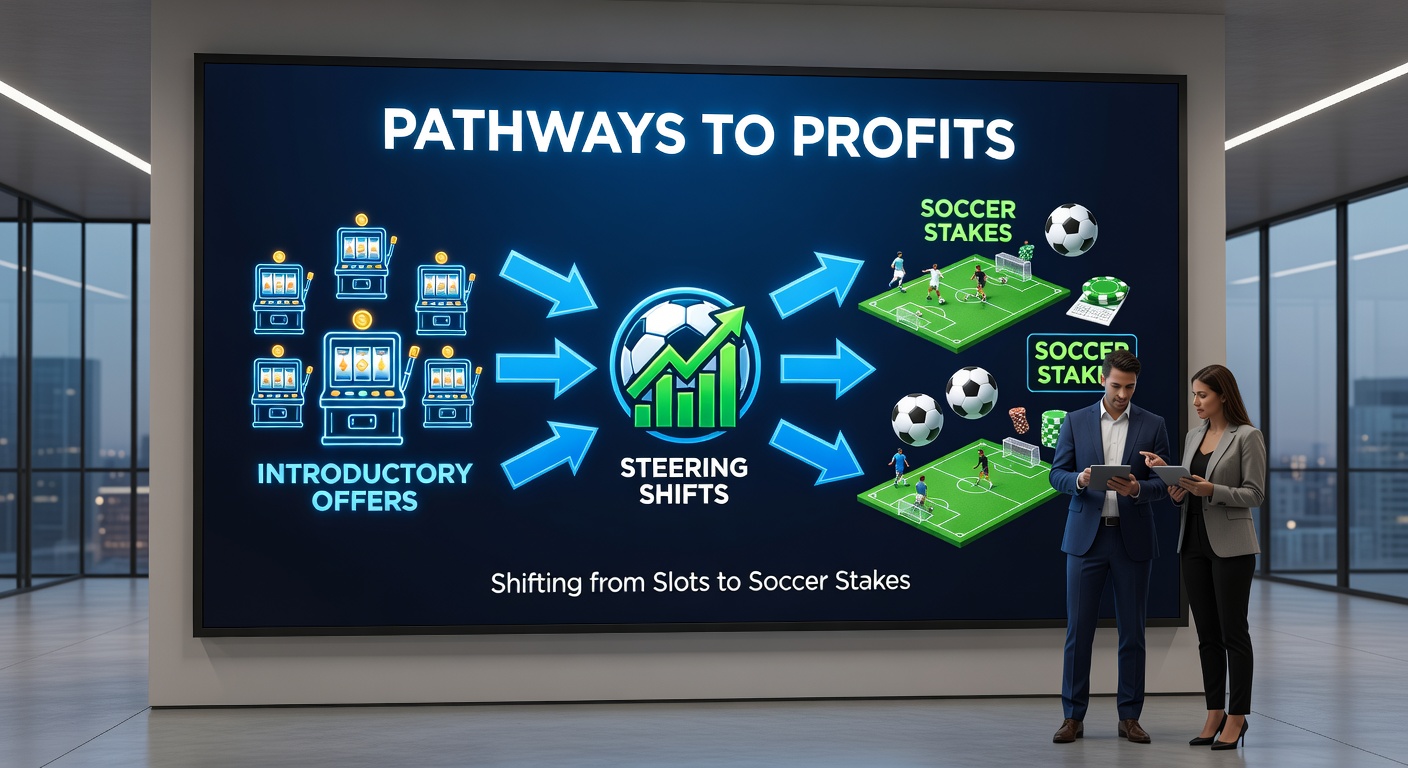 Dynamic split-screen graphic of slot machine symbols morphing into soccer balls and goal nets, with bonus code overlays and wagering requirement charts, capturing the promotional pathway from casino to sports betting