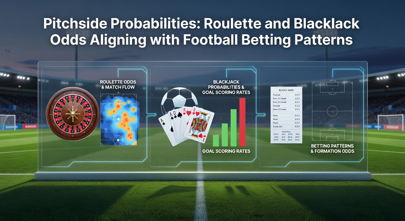 Vibrant football pitch meets glowing casino table, symbolizing aligned betting probabilities