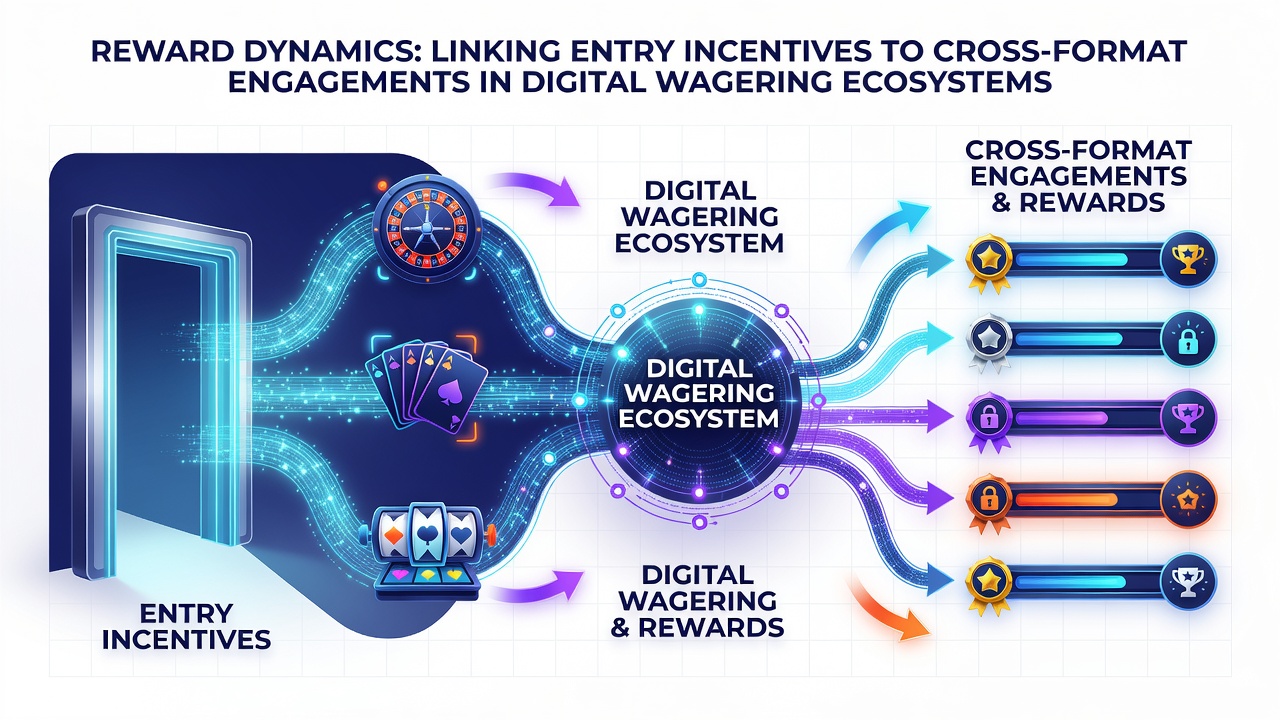 Analytics dashboard displaying user progression across slots, live casino, and sports betting formats with reward pathway visualizations