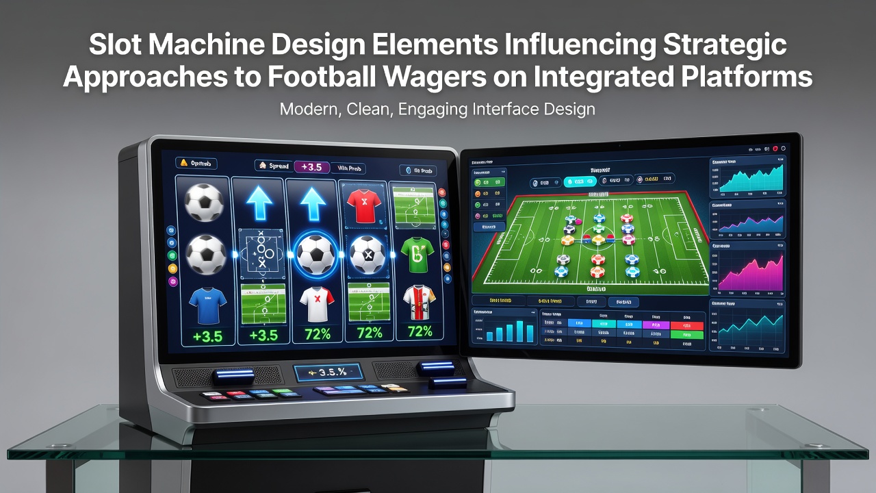 Slot machine interface displaying football-themed symbols alongside betting options on an integrated platform