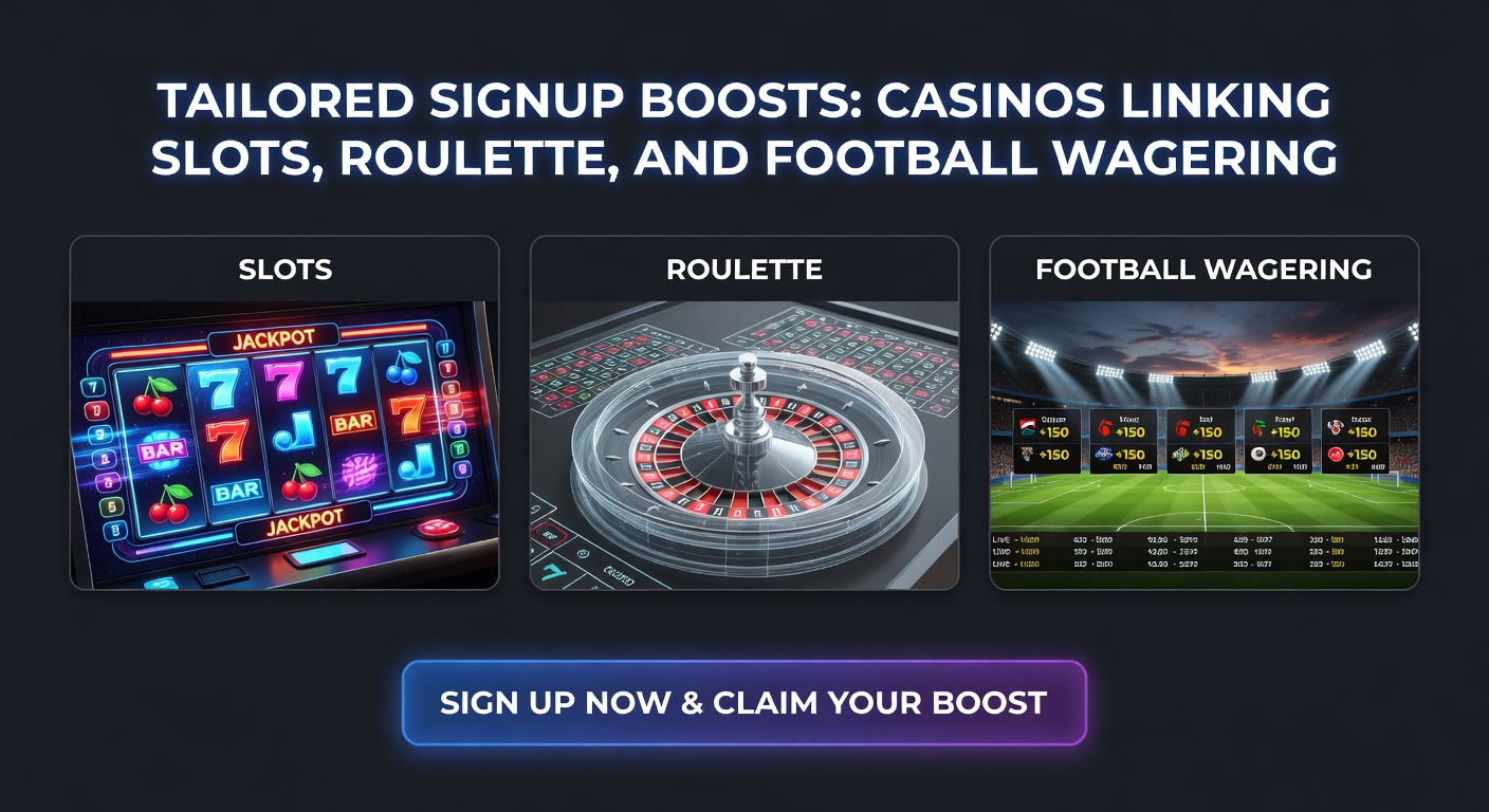 Vibrant casino interface showing slots reels spinning alongside roulette wheel and soccer match highlights, illustrating integrated signup promotions