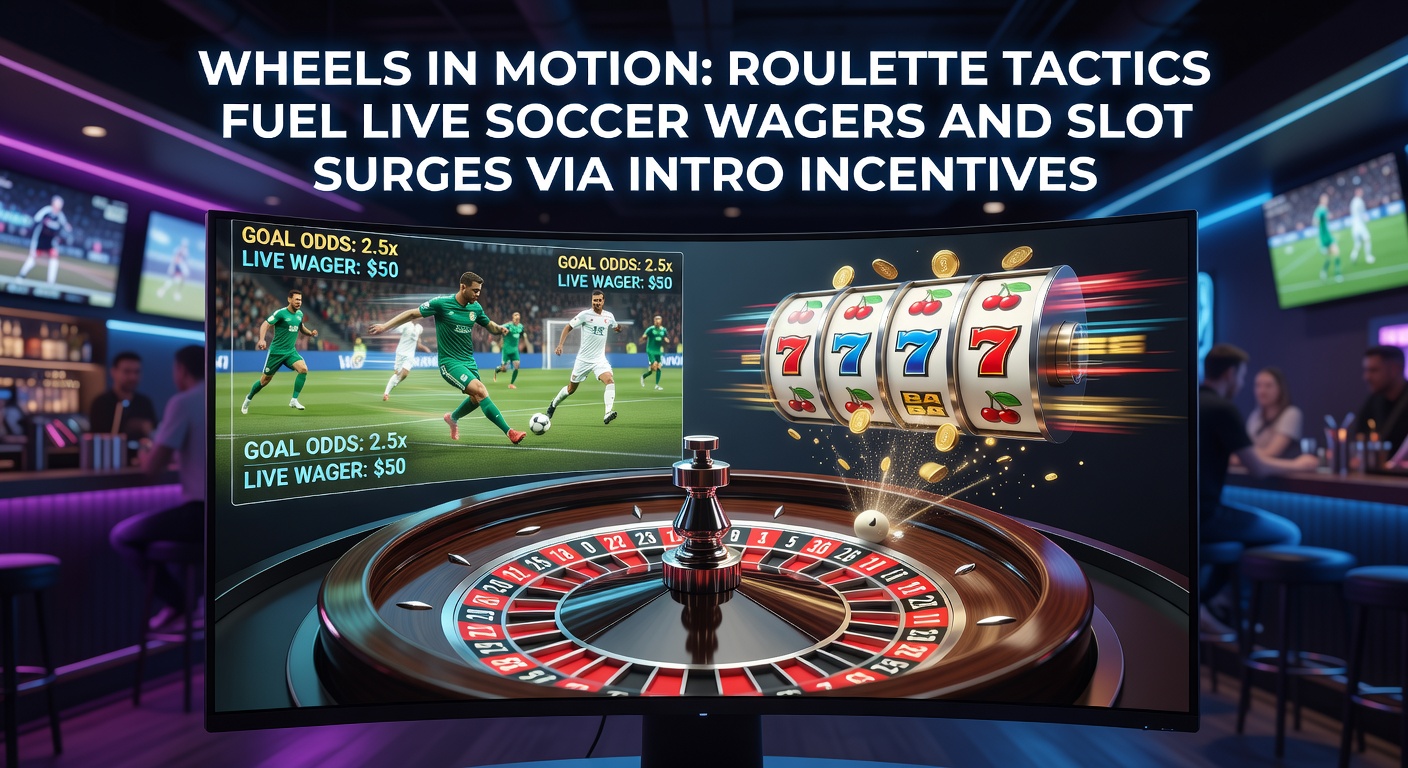 Dynamic split-view of a roulette table, exploding slot jackpot, and live soccer goal celebration, highlighting promotional pathways connecting these games